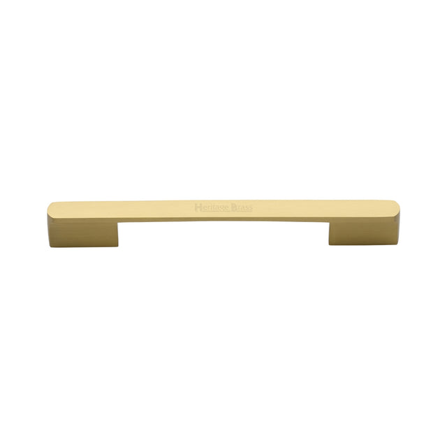 High quality image of the Heritage Brass Cabinet Pull Bridge Design 128&amp;160mm CTC Satin Brass Finish
 | Sku. c3684-128-160sb | Discounted prices available from Trade Door Handles