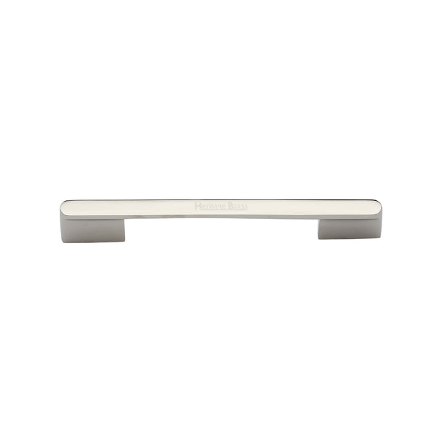 High quality image of the Heritage Brass Cabinet Pull Bridge Design 96mm CTC Polished Nickel Finish | Sku. c3684-96-pnf | Discounted prices available from Trade Door Handles