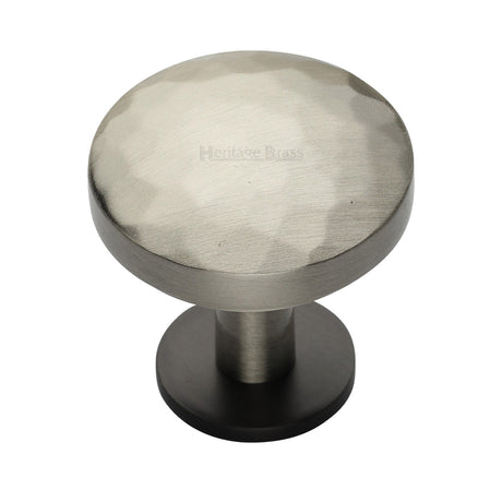 High quality image of the Heritage Brass Cabinet Knob Round Hammered Design with Rose 38mm Matt Bronze/Satin Nickel Finish | Sku. c3876-38-bsn | Discounted prices available from Trade Door Handles