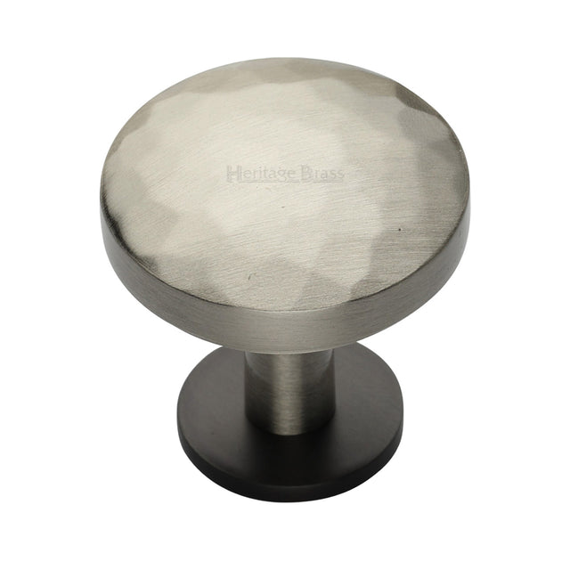 High quality image of the Heritage Brass Cabinet Knob Round Hammered Design with Rose 38mm Matt Bronze/Satin Nickel Finish | Sku. c3876-38-bsn | Discounted prices available from Trade Door Handles