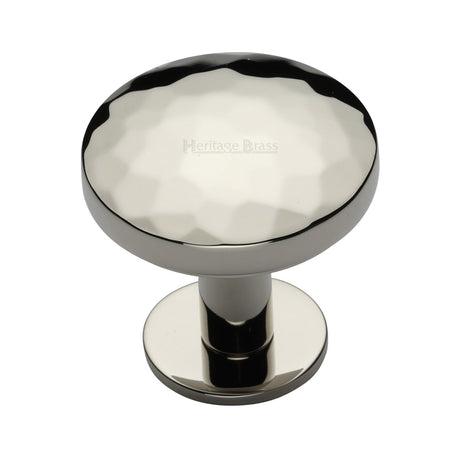 High quality image of the Heritage Brass Cabinet Knob Round Hammered Design with Rose 38mm Polished Nickel Finish | Sku. c3876-38-pnf | Discounted prices available from Trade Door Handles