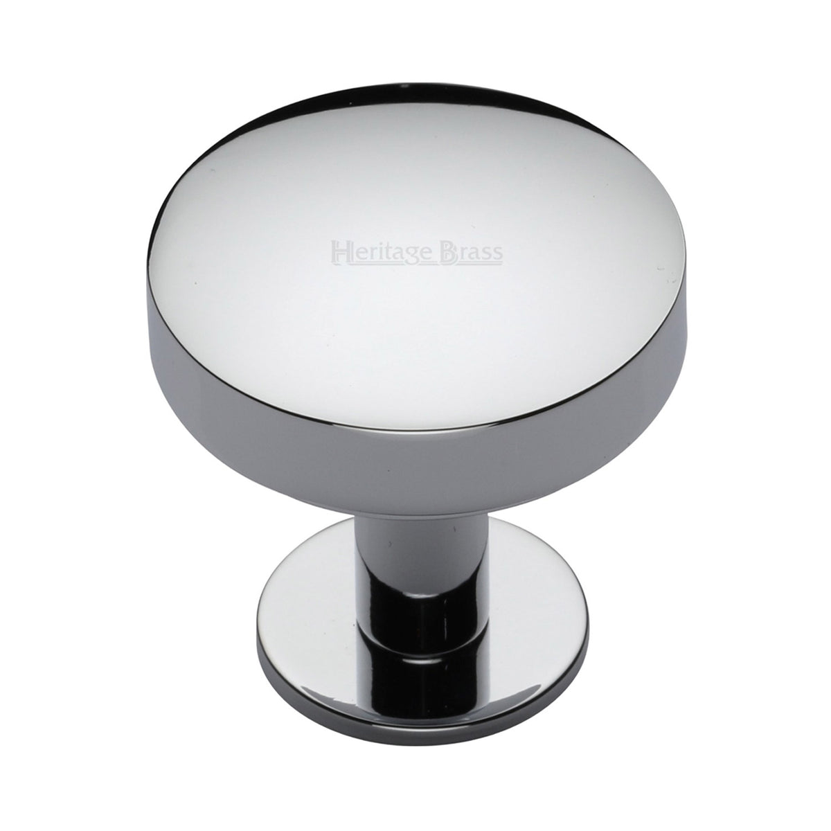 High quality image of the Heritage Brass Cabinet Knob Domed Disc Design with Rose 38mm Polished Chrome Finish | Sku. c3878-38-pc | Discounted prices available from Trade Door Handles