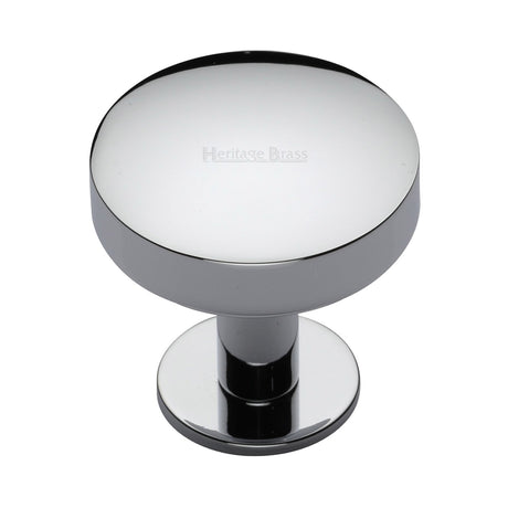 High quality image of the Heritage Brass Cabinet Knob Domed Disc Design with Rose 38mm Polished Chrome Finish | Sku. c3878-38-pc | Discounted prices available from Trade Door Handles