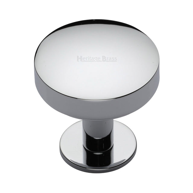 High quality image of the Heritage Brass Cabinet Knob Domed Disc Design with Rose 38mm Polished Chrome Finish | Sku. c3878-38-pc | Discounted prices available from Trade Door Handles
