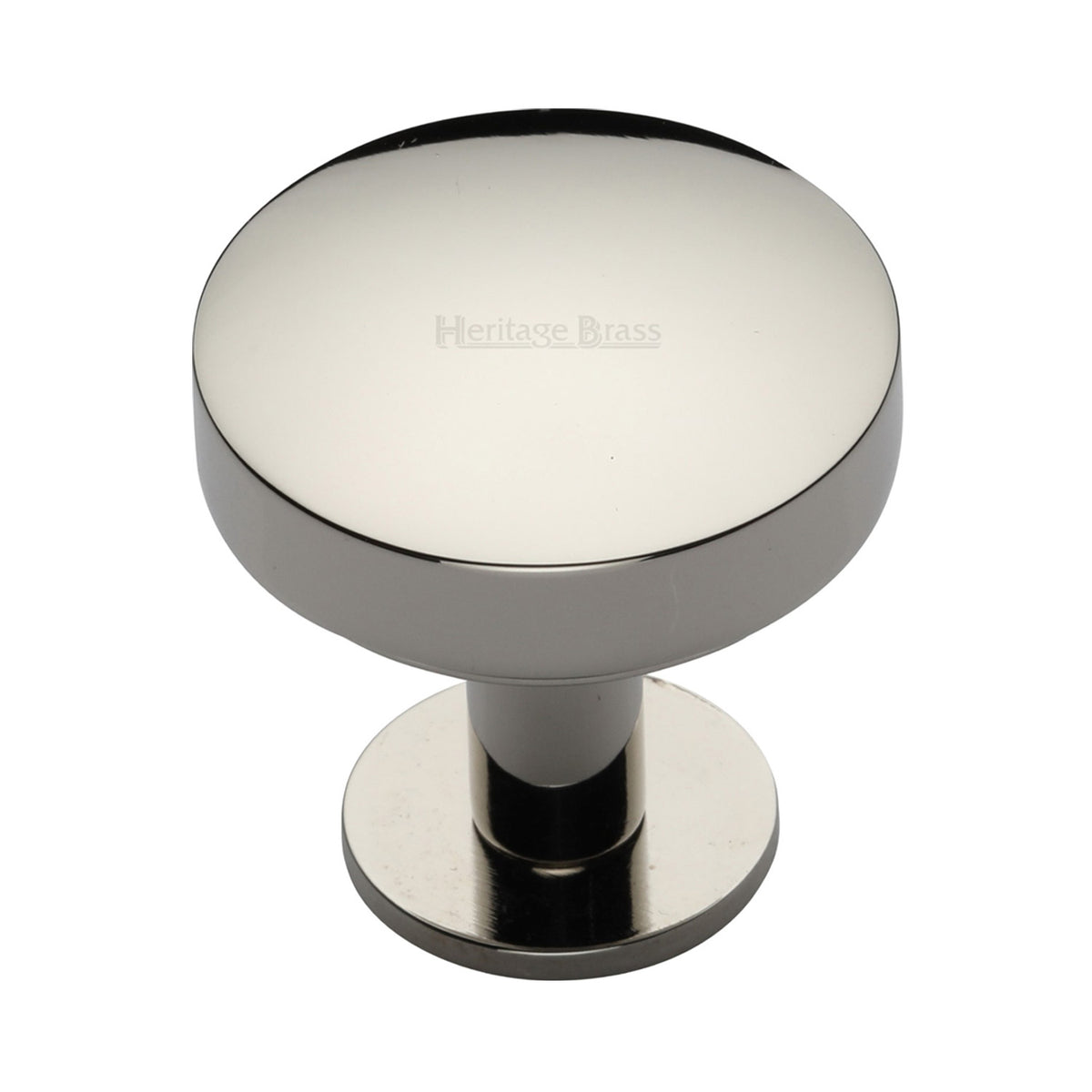 High quality image of the Heritage Brass Cabinet Knob Domed Disc Design with Rose 38mm Polished Nickel Finish | Sku. c3878-38-pnf | Discounted prices available from Trade Door Handles