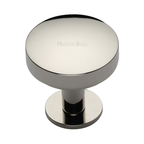 High quality image of the Heritage Brass Cabinet Knob Domed Disc Design with Rose 38mm Polished Nickel Finish | Sku. c3878-38-pnf | Discounted prices available from Trade Door Handles