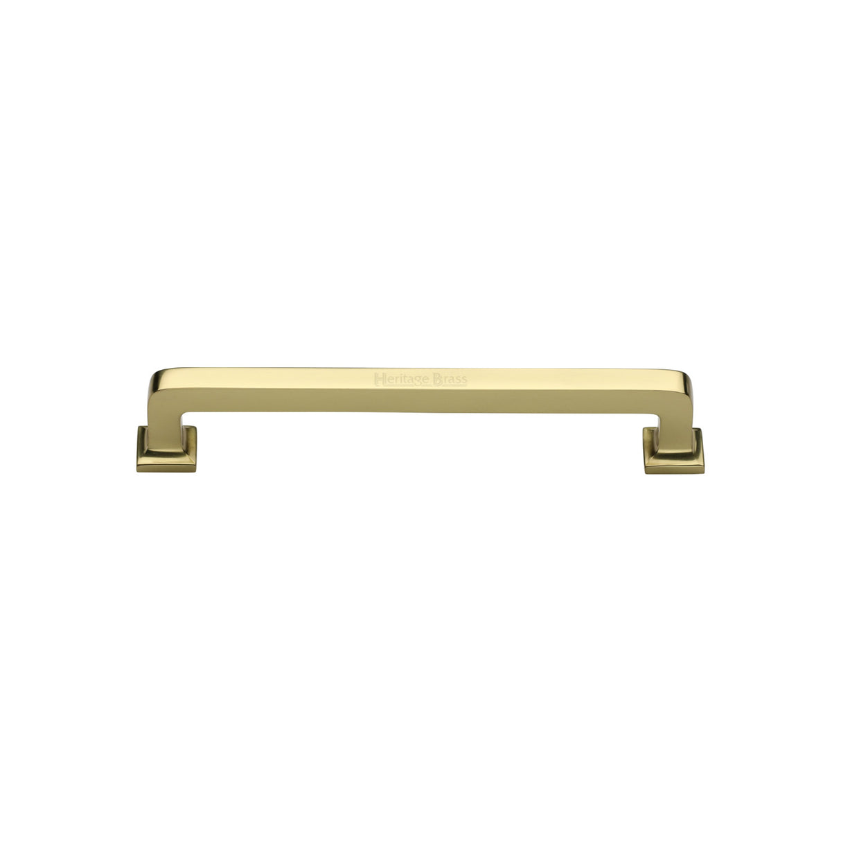 High quality image of the Heritage Brass Cabinet Pull Square Vintage Design 101mm CTC Polished Brass Finish | Sku. c3964-101-pb | Discounted prices available from Trade Door Handles