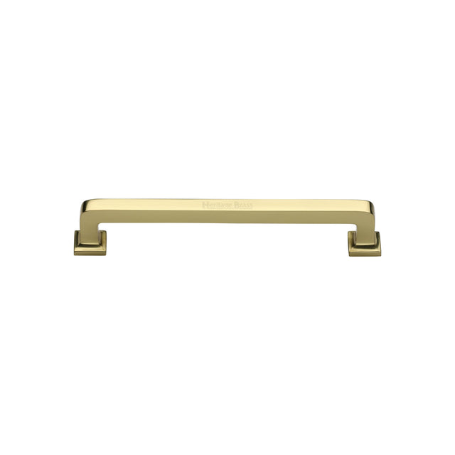 High quality image of the Heritage Brass Cabinet Pull Square Vintage Design 101mm CTC Polished Brass Finish | Sku. c3964-101-pb | Discounted prices available from Trade Door Handles