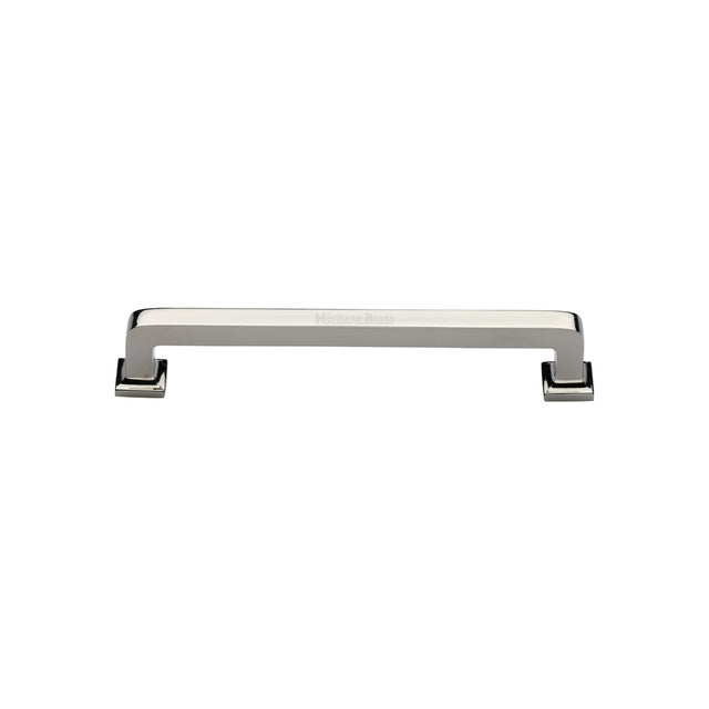High quality image of the Heritage Brass Cabinet Pull Square Vintage Design 101mm CTC Polished Nickel Finish | Sku. c3964-101-pnf | Discounted prices available from Trade Door Handles
