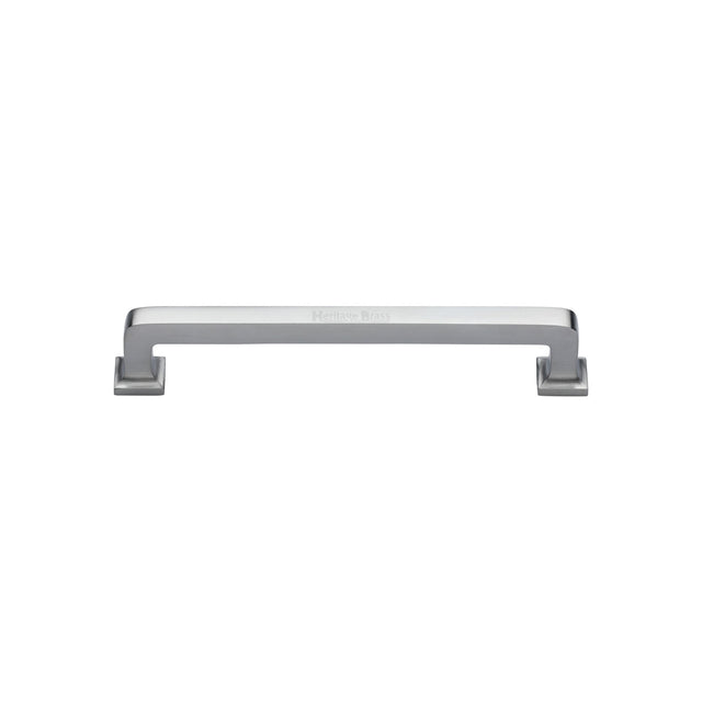High quality image of the Heritage Brass Cabinet Pull Square Vintage Design 101mm CTC Satin Chrome Finish | Sku. c3964-101-sc | Discounted prices available from Trade Door Handles