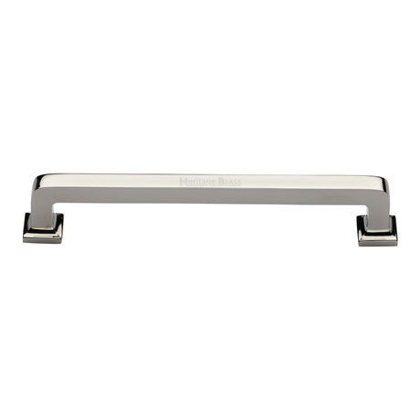 High quality image of the Heritage Brass Cabinet Pull Square Vintage Design 203mm CTC Polished Nickel Finish | Sku. c3964-203-pnf | Discounted prices available from Trade Door Handles