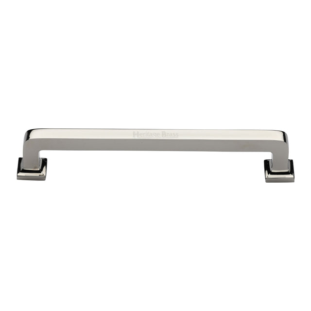 High quality image of the Heritage Brass Cabinet Pull Square Vintage Design 203mm CTC Polished Nickel Finish | Sku. c3964-203-pnf | Discounted prices available from Trade Door Handles