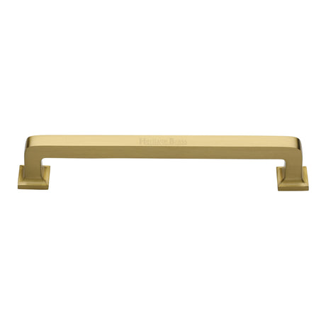 High quality image of the Heritage Brass Cabinet Pull Square Vintage Design 203mm CTC Satin Brass Finish | Sku. c3964-203-sb | Discounted prices available from Trade Door Handles