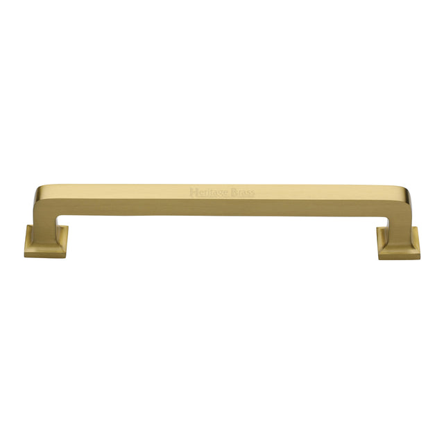 High quality image of the Heritage Brass Cabinet Pull Square Vintage Design 203mm CTC Satin Brass Finish | Sku. c3964-203-sb | Discounted prices available from Trade Door Handles