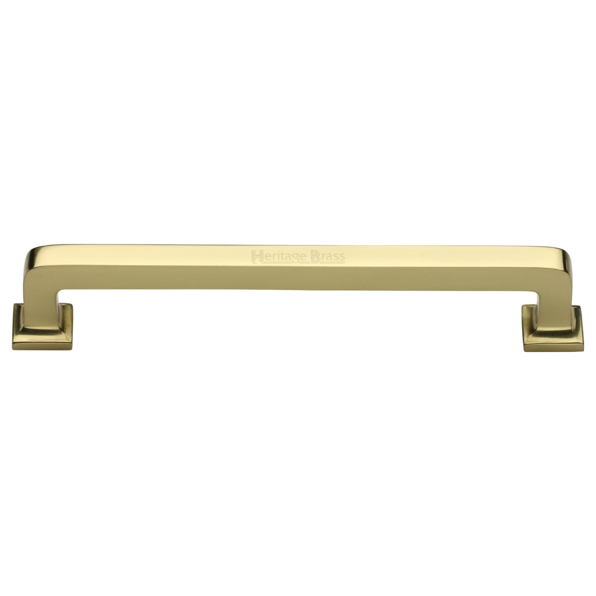 High quality image of the Heritage Brass Cabinet Pull Square Vintage Design 254mm CTC Polished Brass Finish | Sku. c3964-254-pb | Discounted prices available from Trade Door Handles