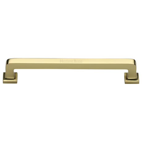High quality image of the Heritage Brass Cabinet Pull Square Vintage Design 254mm CTC Polished Brass Finish | Sku. c3964-254-pb | Discounted prices available from Trade Door Handles