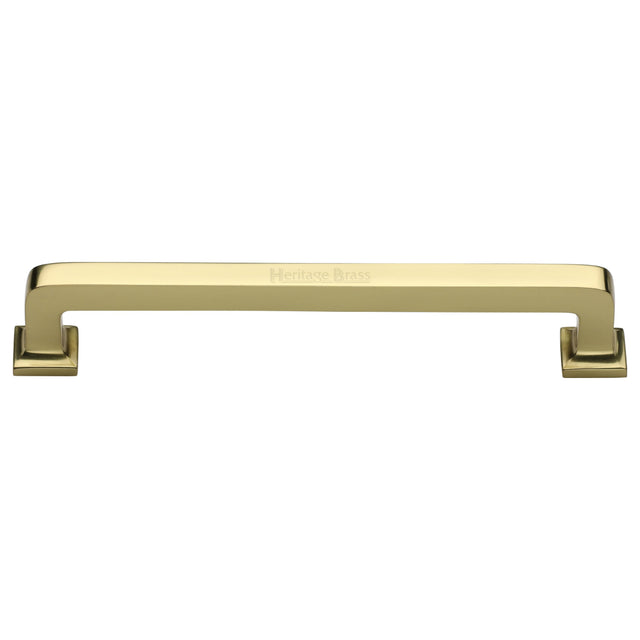 High quality image of the Heritage Brass Cabinet Pull Square Vintage Design 254mm CTC Polished Brass Finish | Sku. c3964-254-pb | Discounted prices available from Trade Door Handles