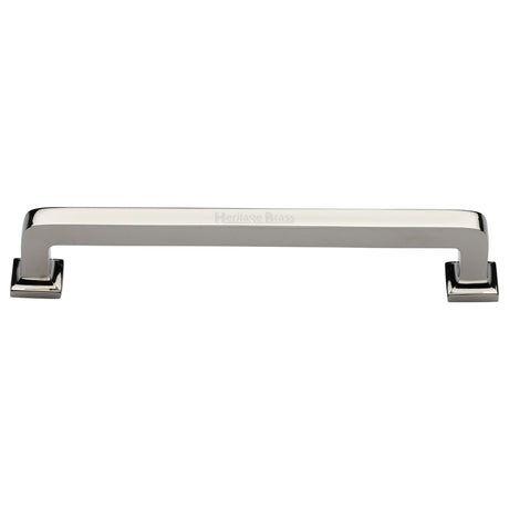 High quality image of the Heritage Brass Cabinet Pull Square Vintage Design 254mm CTC Polished Nickel Finish | Sku. c3964-254-pnf | Discounted prices available from Trade Door Handles