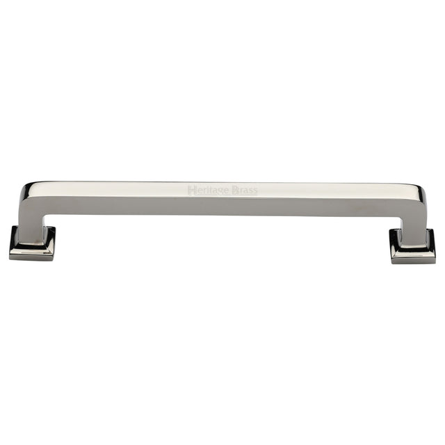 High quality image of the Heritage Brass Cabinet Pull Square Vintage Design 254mm CTC Polished Nickel Finish | Sku. c3964-254-pnf | Discounted prices available from Trade Door Handles