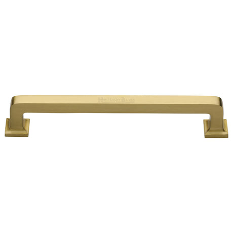High quality image of the Heritage Brass Cabinet Pull Square Vintage Design 254mm CTC Satin Brass Finish | Sku. c3964-254-sb | Discounted prices available from Trade Door Handles