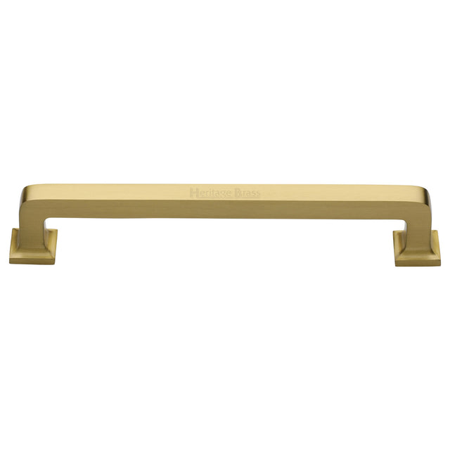 High quality image of the Heritage Brass Cabinet Pull Square Vintage Design 254mm CTC Satin Brass Finish | Sku. c3964-254-sb | Discounted prices available from Trade Door Handles