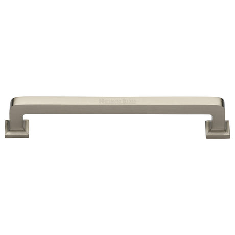 High quality image of the Heritage Brass Cabinet Pull Square Vintage Design 254mm CTC Satin Nickel Finish | Sku. c3964-254-sn | Discounted prices available from Trade Door Handles
