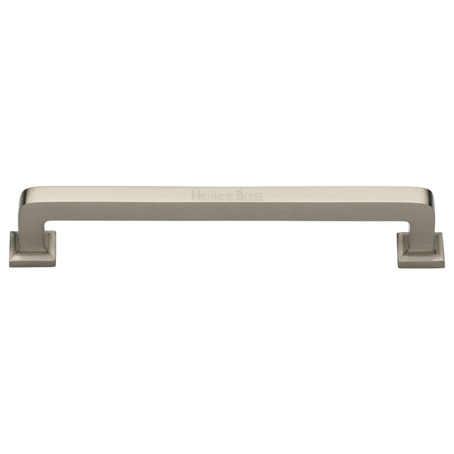 High quality image of the Heritage Brass Cabinet Pull Square Vintage Design 254mm CTC Satin Nickel Finish | Sku. c3964-254-sn | Discounted prices available from Trade Door Handles