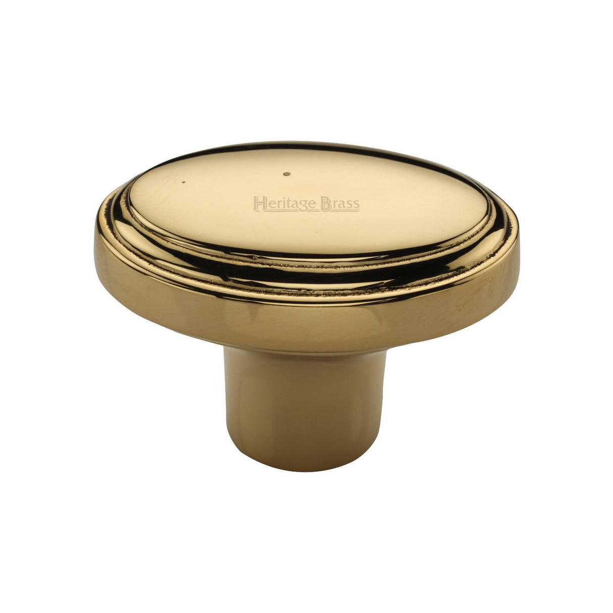 High quality image of Heritage Brass Cabinet Knob Stepped Oval Design 41mm Unlacquered Brass finish | Sku. C4463 60-ULB | available from Trade Door Handles.