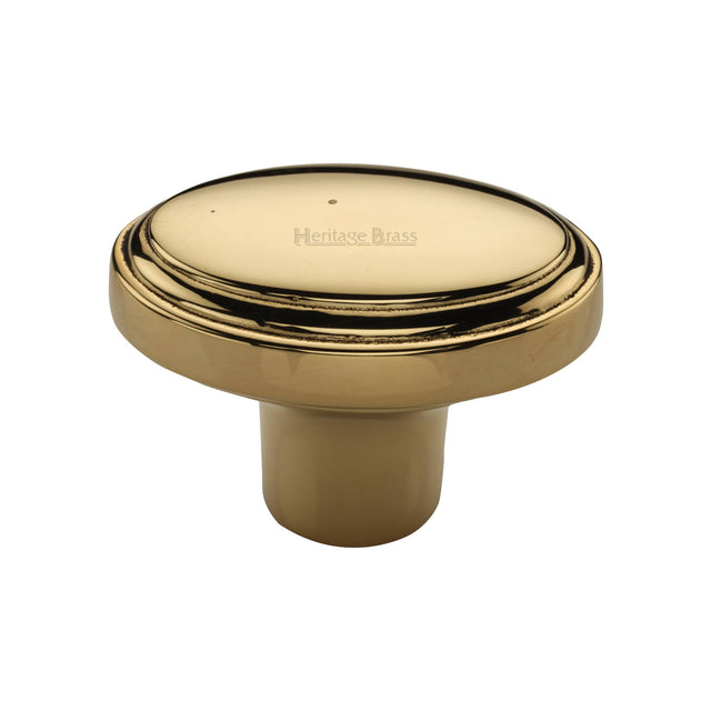 High quality image of Heritage Brass Cabinet Knob Stepped Oval Design 41mm Unlacquered Brass finish | Sku. C4463 60-ULB | available from Trade Door Handles.