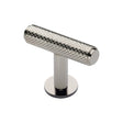 High quality image of Heritage Brass - Cabinet Knob Knurled T-Bar Design with Rose 45mm Polished Nickel Fi | Sku. c4416-pnf | Trade Door Handles, Kendal.