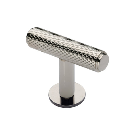 High quality image of Heritage Brass - Cabinet Knob Knurled T-Bar Design with Rose 45mm Polished Nickel Fi | Sku. c4416-pnf | Trade Door Handles, Kendal.
