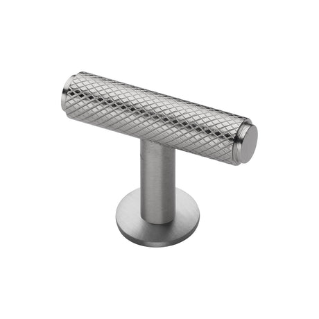 High quality image of Heritage Brass - Cabinet Knob Knurled T-Bar Design with Rose 45mm Satin Nickel Fi | Sku. c4416-sn | Trade Door Handles, Kendal.