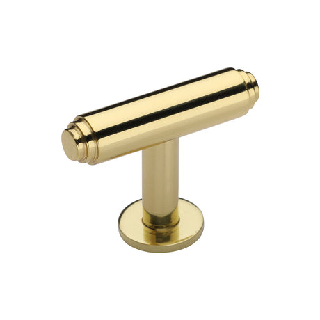 High quality image of Heritage Brass - Cabinet Knob Stepped T-Bar Design with Rose 45mm Polished Brass Fin | Sku. c4447-pb | Trade Door Handles, Kendal.