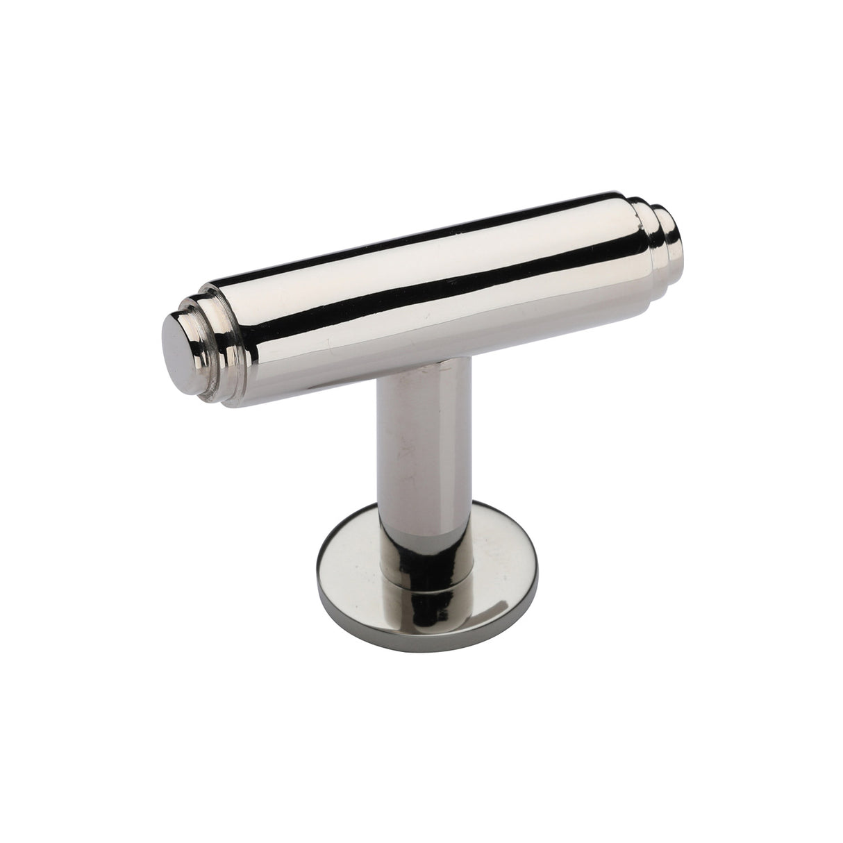 High quality image of Heritage Brass - Cabinet Knob Stepped T-Bar Design with Rose 45mm Polished Nickel Fi | Sku. c4447-pnf | Trade Door Handles, Kendal.