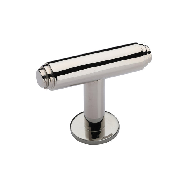 High quality image of Heritage Brass - Cabinet Knob Stepped T-Bar Design with Rose 45mm Polished Nickel Fi | Sku. c4447-pnf | Trade Door Handles, Kendal.