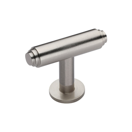 High quality image of Heritage Brass - Cabinet Knob Stepped T-Bar Design with Rose 45mm Satin Nickel Fi | Sku. c4447-sn | Trade Door Handles, Kendal.