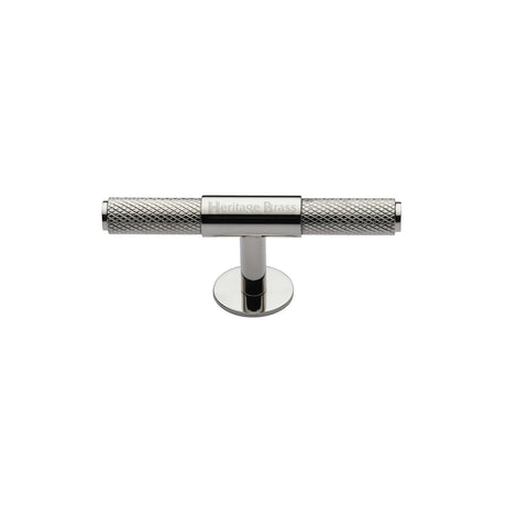 High quality image of the Heritage Brass Cabinet Knob Knurled Fountain Design 60mm Polished Nickel Finish | Sku. c4463-60-pnf | Discounted prices available from Trade Door Handles