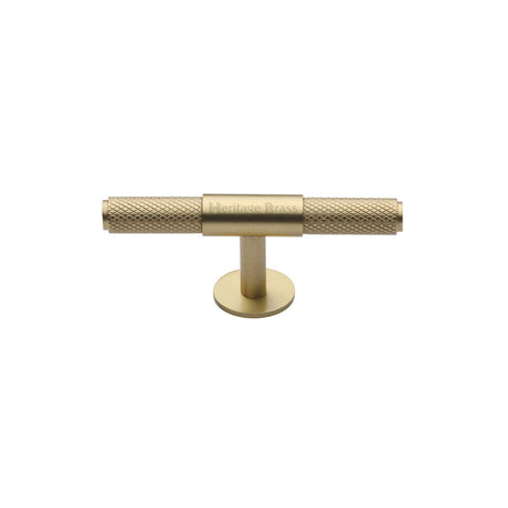 High quality image of the Heritage Brass Cabinet Knob Knurled Fountain Design 60mm Satin Brass Finish | Sku. c4463-60-sb | Discounted prices available from Trade Door Handles