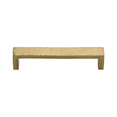 High quality image of the Heritage Brass Cabinet Pull Hammered Wide Metro Design 101mm CTC Satin Brass Finish
 | Sku. c4525-101-sb | Discounted prices available from Trade Door Handles