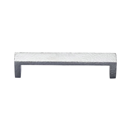 High quality image of the Heritage Brass Cabinet Pull Hammered Wide Metro Design 101mm CTC Satin Chrome Finish
 | Sku. c4525-101-sc | Discounted prices available from Trade Door Handles
