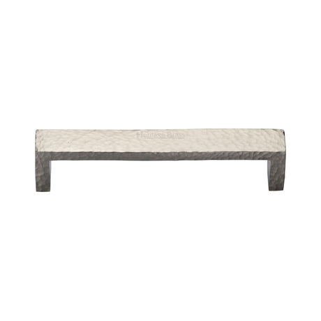High quality image of the Heritage Brass Cabinet Pull Hammered Wide Metro Design 101mm CTC Satin Nickel Finish
 | Sku. c4525-101-sn | Discounted prices available from Trade Door Handles