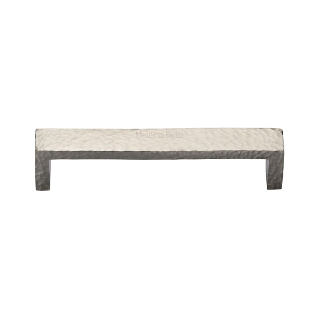 High quality image of the Heritage Brass Cabinet Pull Hammered Wide Metro Design 101mm CTC Satin Nickel Finish
 | Sku. c4525-101-sn | Discounted prices available from Trade Door Handles