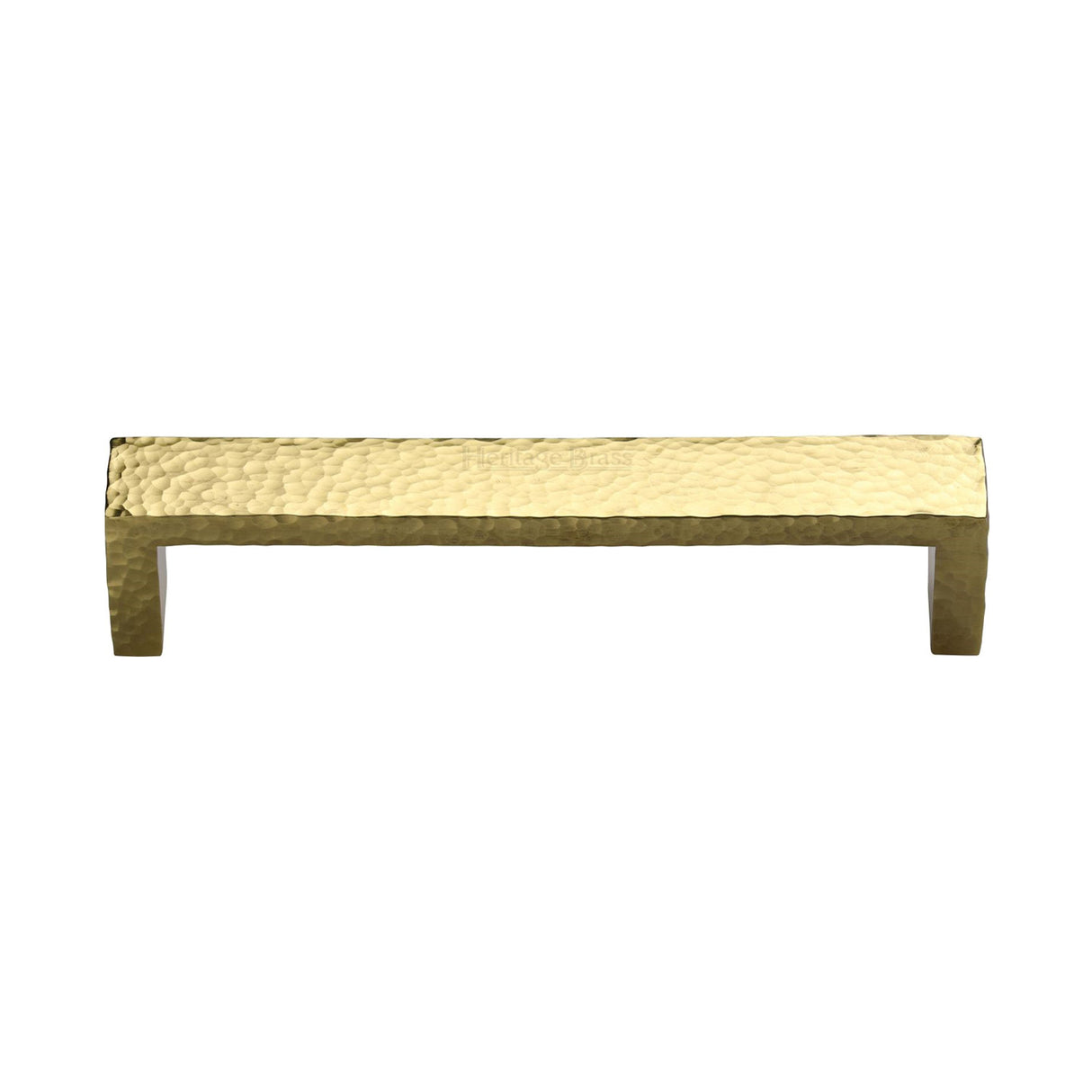 High quality image of the Heritage Brass Cabinet Pull Hammered Wide Metro Design 160mm CTC Polished Brass Finish
 | Sku. c4525-160-pb | Discounted prices available from Trade Door Handles