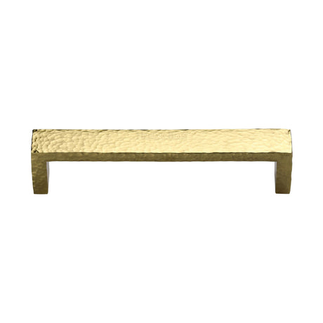 High quality image of the Heritage Brass Cabinet Pull Hammered Wide Metro Design 160mm CTC Polished Brass Finish
 | Sku. c4525-160-pb | Discounted prices available from Trade Door Handles