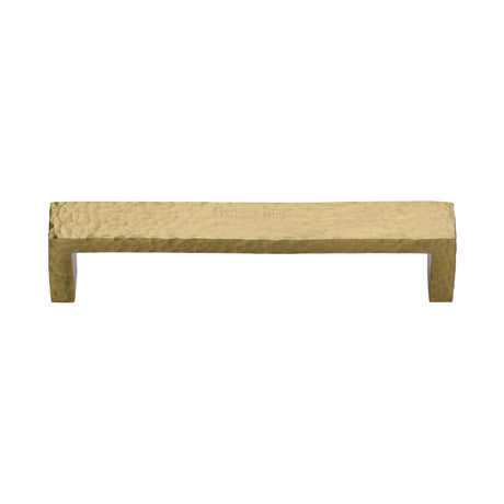 High quality image of the Heritage Brass Cabinet Pull Hammered Wide Metro Design 160mm CTC Satin Brass Finish
 | Sku. c4525-160-sb | Discounted prices available from Trade Door Handles