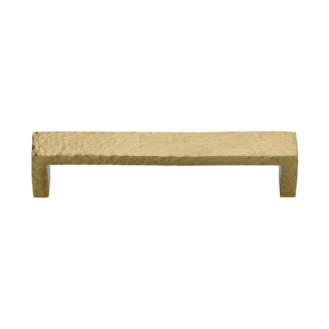 High quality image of the Heritage Brass Cabinet Pull Hammered Wide Metro Design 160mm CTC Satin Brass Finish
 | Sku. c4525-160-sb | Discounted prices available from Trade Door Handles