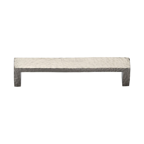 High quality image of the Heritage Brass Cabinet Pull Hammered Wide Metro Design 160mm CTC Satin Nickel Finish
 | Sku. c4525-160-sn | Discounted prices available from Trade Door Handles