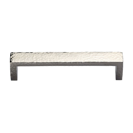 High quality image of the Heritage Brass Cabinet Pull Hammered Wide Metro Design 192mm CTC Polished Nickel Finish
 | Sku. c4525-192-pnf | Discounted prices available from Trade Door Handles