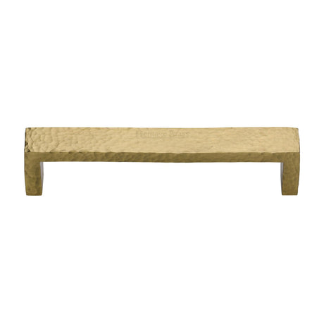 High quality image of the Heritage Brass Cabinet Pull Hammered Wide Metro Design 192mm CTC Satin Brass Finish
 | Sku. c4525-192-sb | Discounted prices available from Trade Door Handles