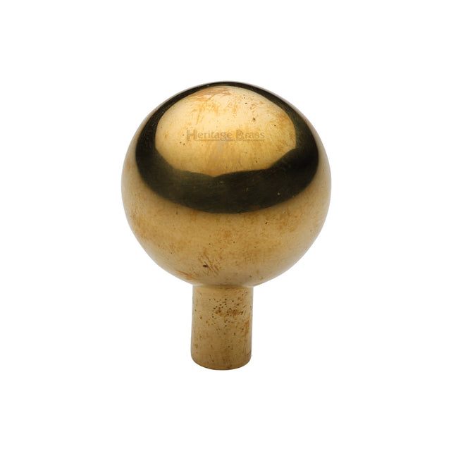 High quality image of Heritage Brass Cabinet Knob Sphere Design 22mm Unlacquered Brass finish | Sku. C8323 28-ULB | available from Trade Door Handles.